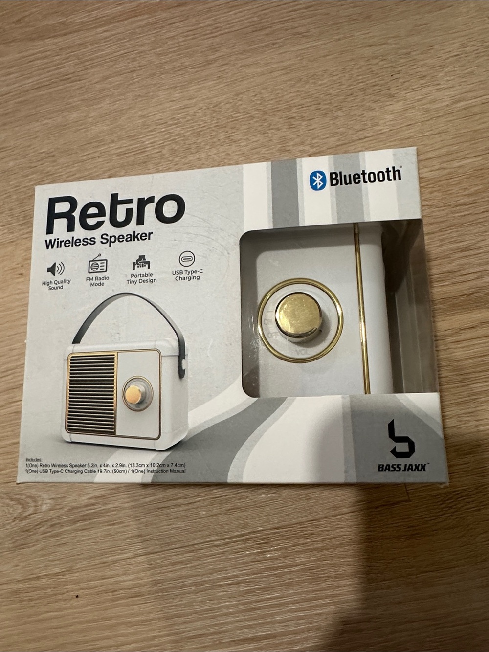 NWT retro white gold Bluetooth Wireless Speaker portable Bass Jaxx play music